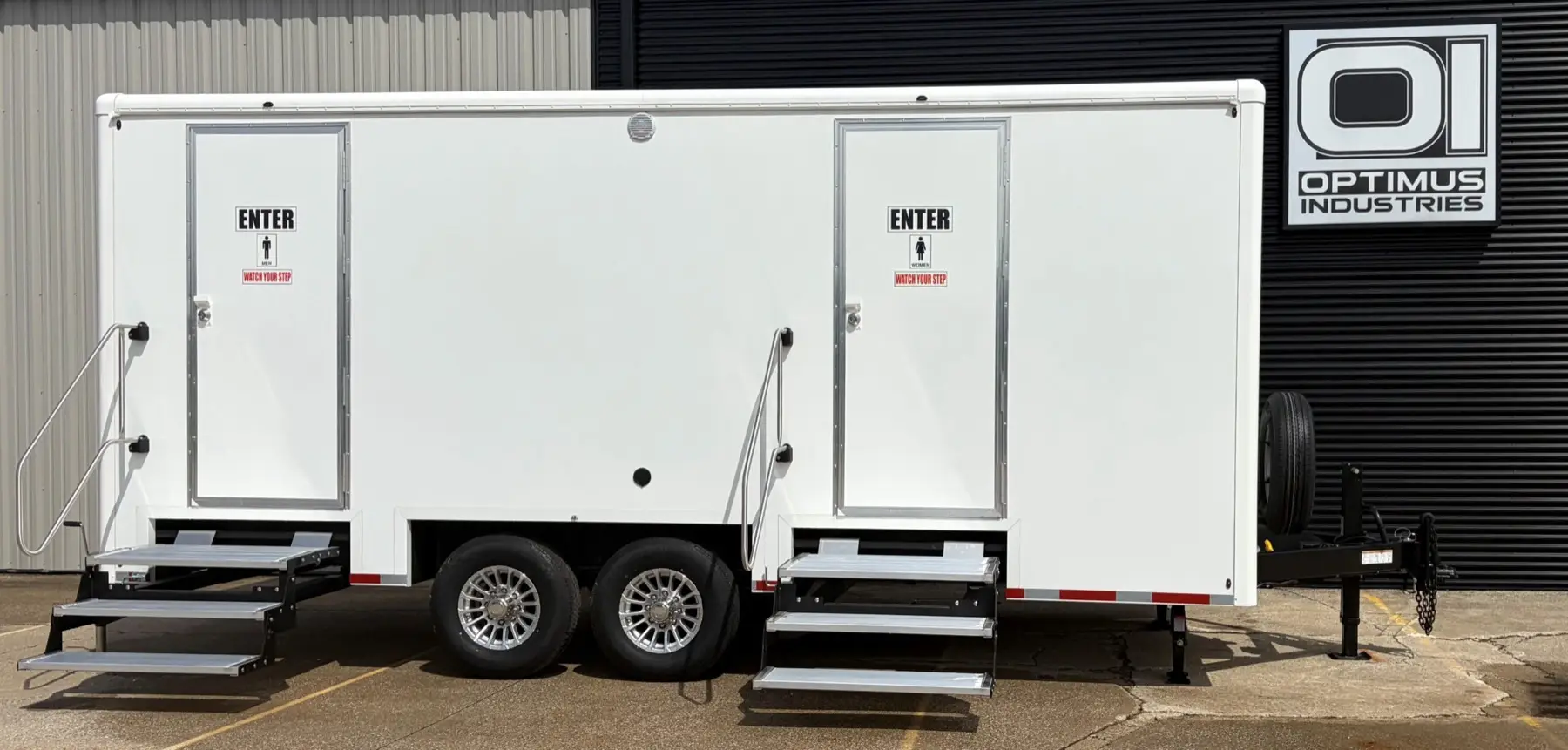 Lux Dumps 6-station community luxury restroom trailer exterior