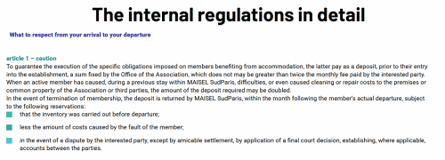 The internal regulations in detail