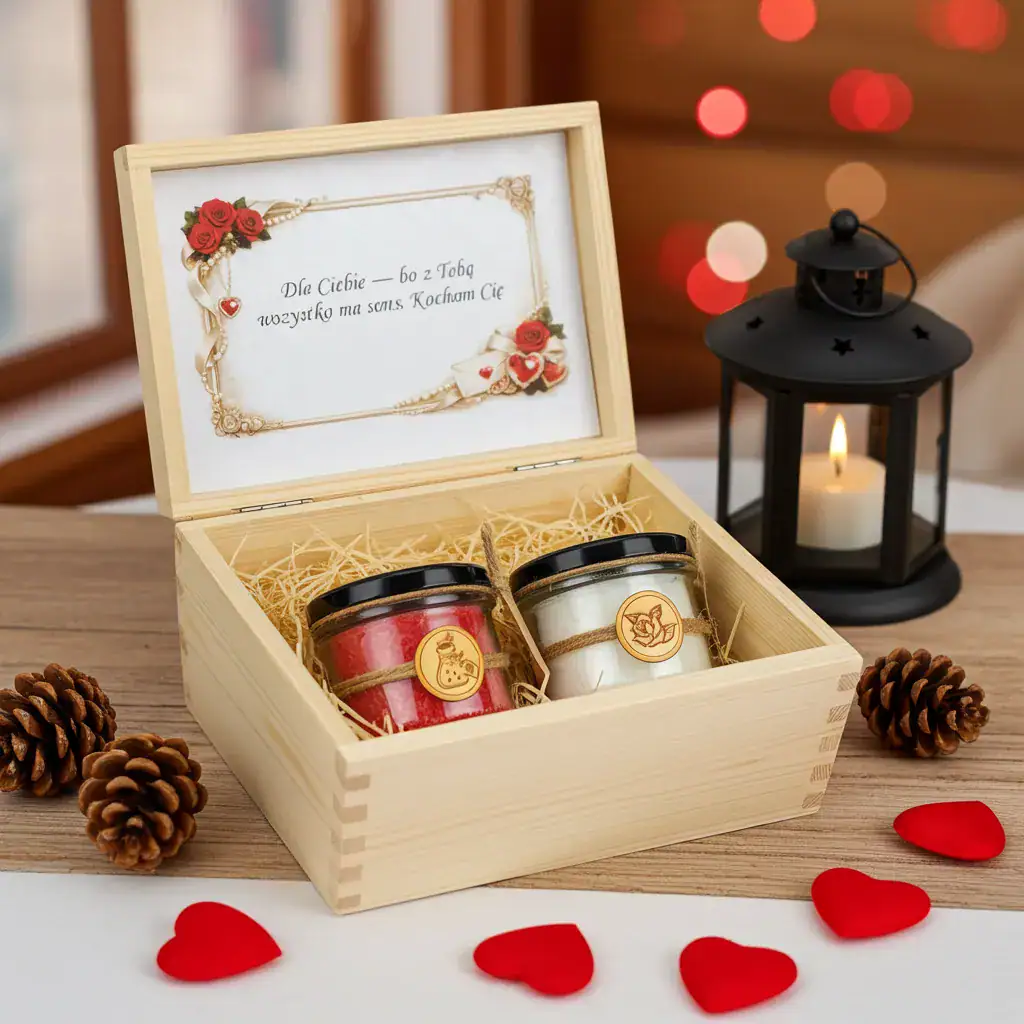 Zestaw prezentowy na walentynki dwie świece zapachowe Makandulo