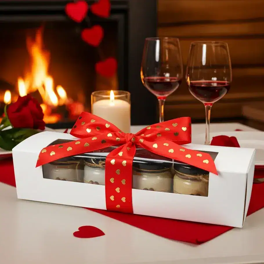 Walentynkowy zestaw 4 mini świec zapachowych Makandulo