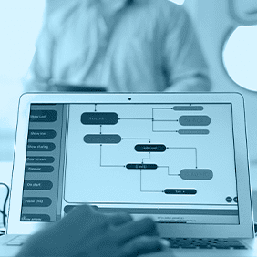 Automated workflow in Mazaya Automator system displayed on laptop screen - integrated business process automation