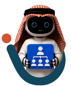 Robot holding an image representing the Mazaya Board meeting management system