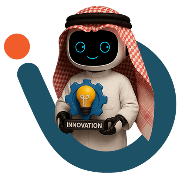 روبوت يحمل مصباحًا في إشارة إلى تقديم أفكار مبتكرة وحلول رقمية تُعزز نجاح استراتيجيات التسويق الإلكتروني