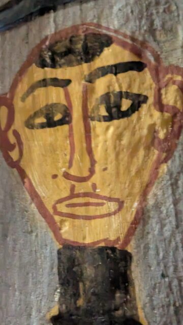 Nahaufnahme einer antiken Wandmalerei in einem Grab im Tal der Könige.