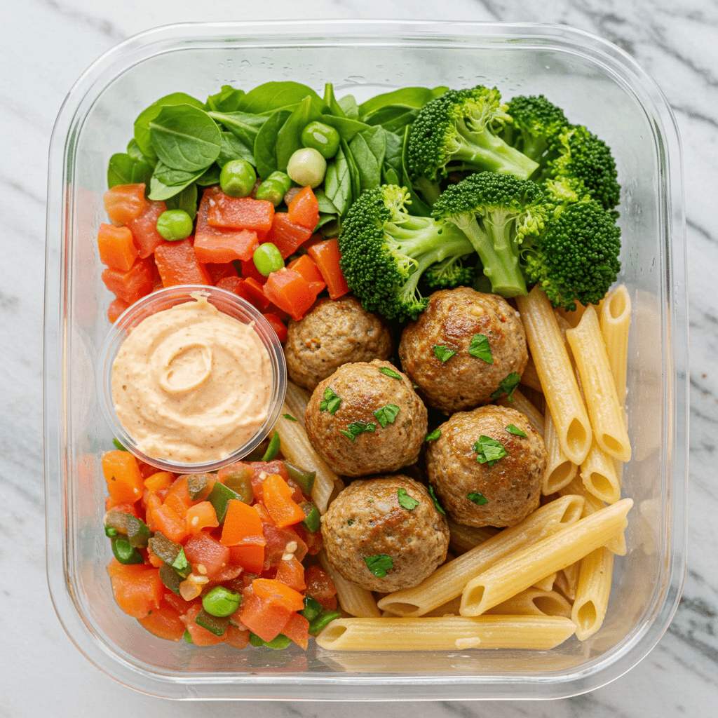 Turkey Meatballs with Whole Wheat Pasta - Meal Prep OC