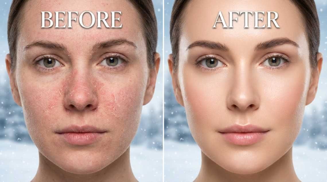 Winter Skin Treatment Results Before After Hydration
