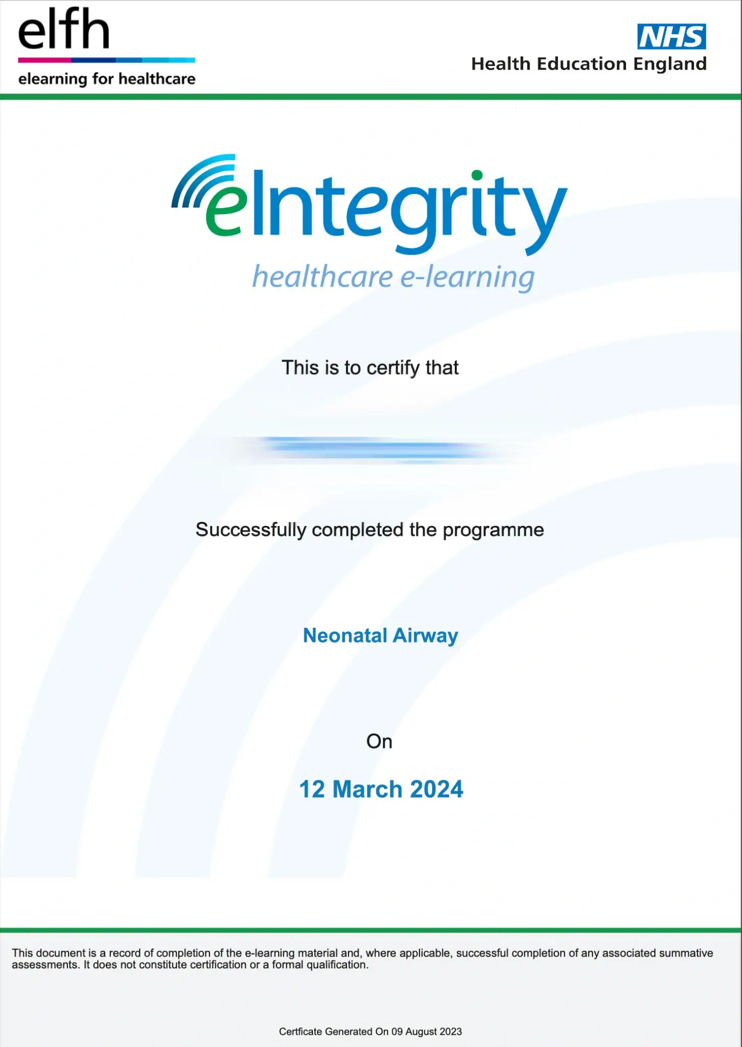 Neonatal Airway Course