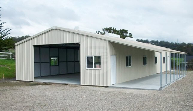 36x71 Enclosed Building with Lean to