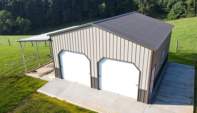 24x26x11 Double Garage with Lean-To