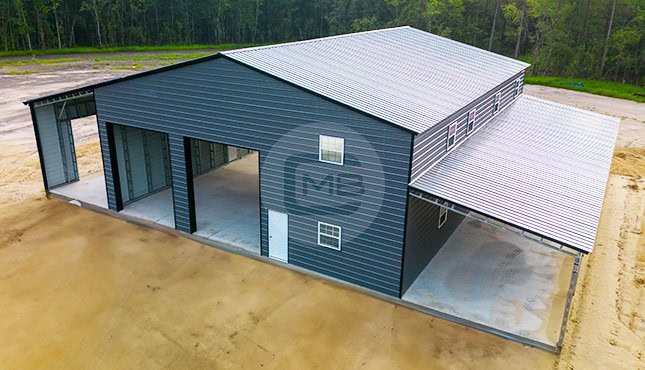 48x60x18 Commercial Garage with Lean to