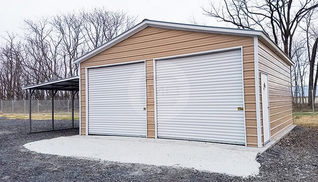 24×30 Metal Garage with Lean-to