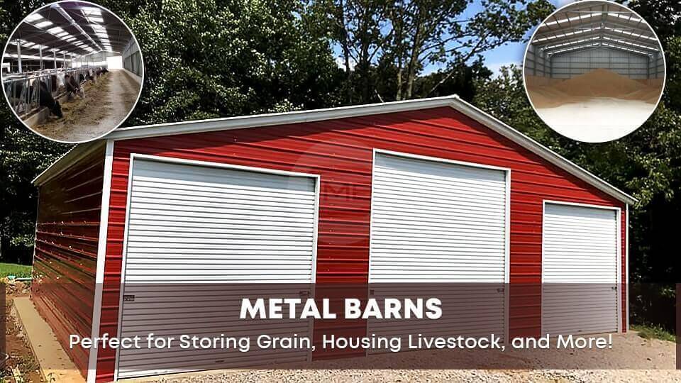 Metal Barns: Perfect for Storing Grain, Housing Livestock, and More!