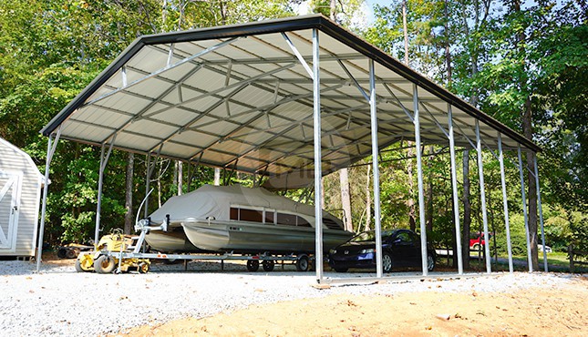 30×36 Vertical Roof Metal Boat Carport