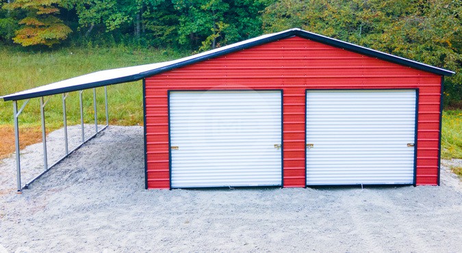 24×26 Double Garage with Lean-to