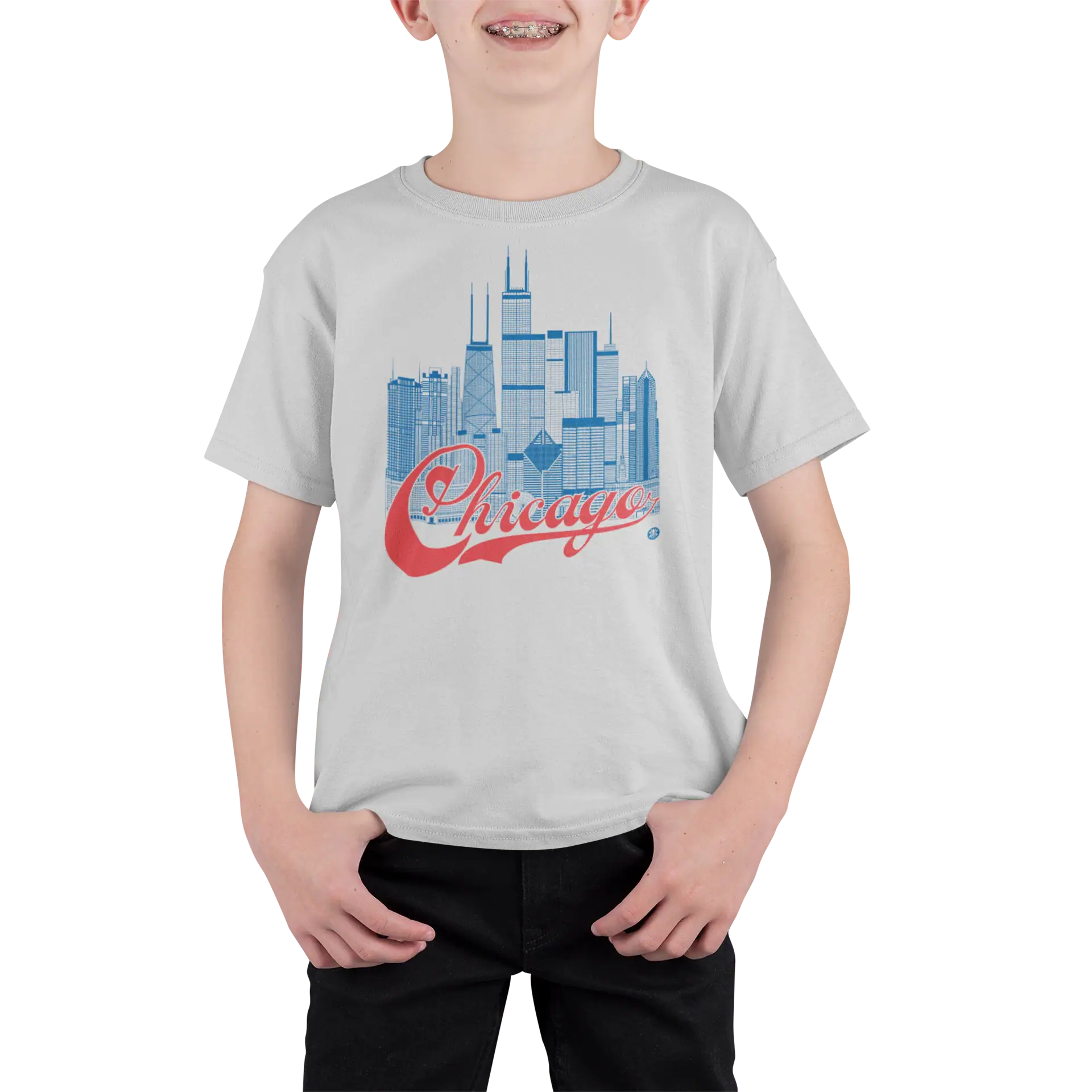 Chicago Skyline Youth T-Shirt – Flag Edition | Made in USA Kids Tee