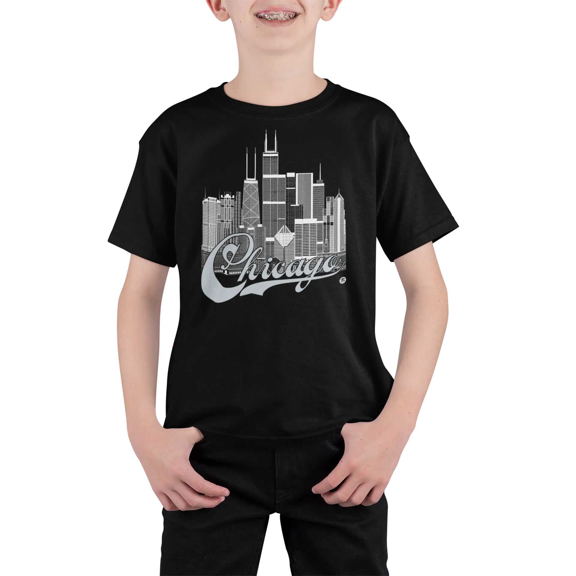 Chicago Skyline Youth T-Shirt – Flag Edition | Made in USA Kids Tee