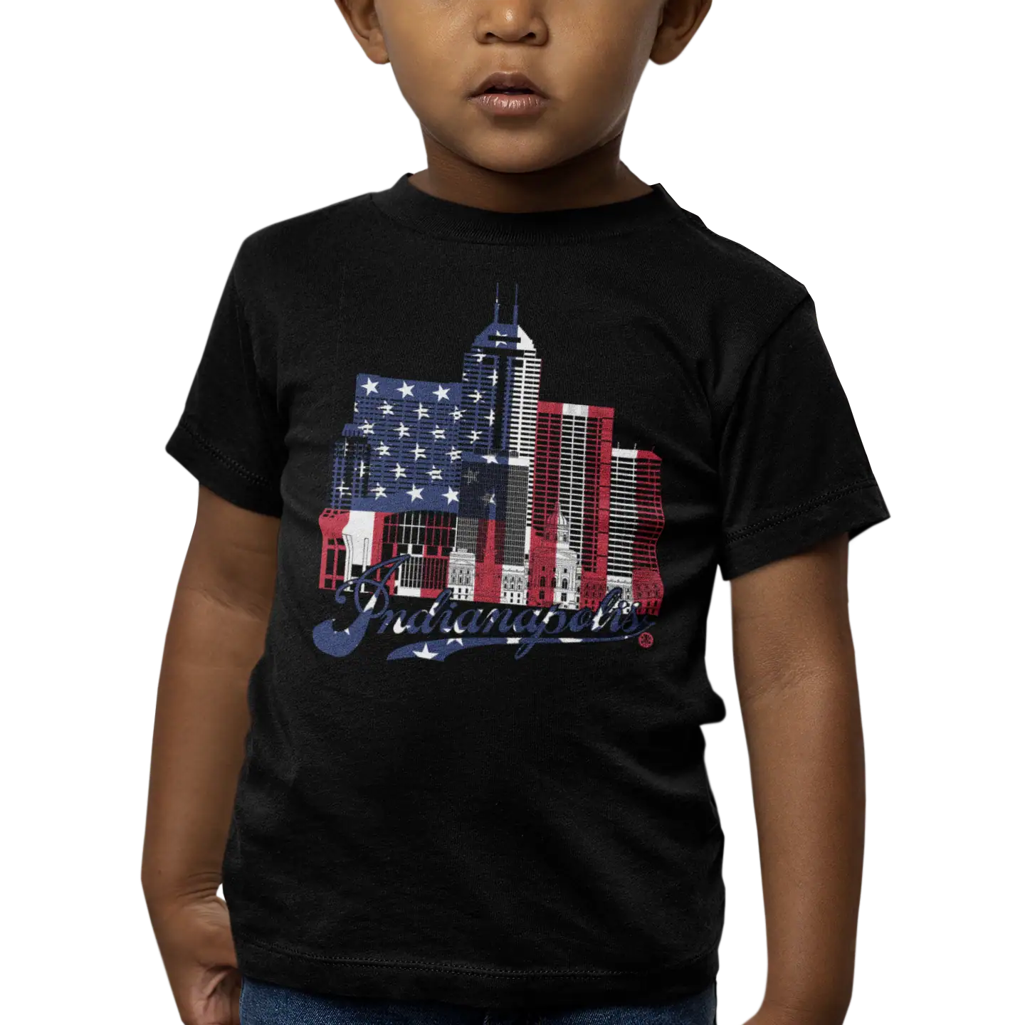 Indianapolis Skyline Toddler T-Shirt – Flag Edition | Made in USA Kids Tee