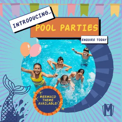 Children in the pool enjoying a swim party with Mighty Splash