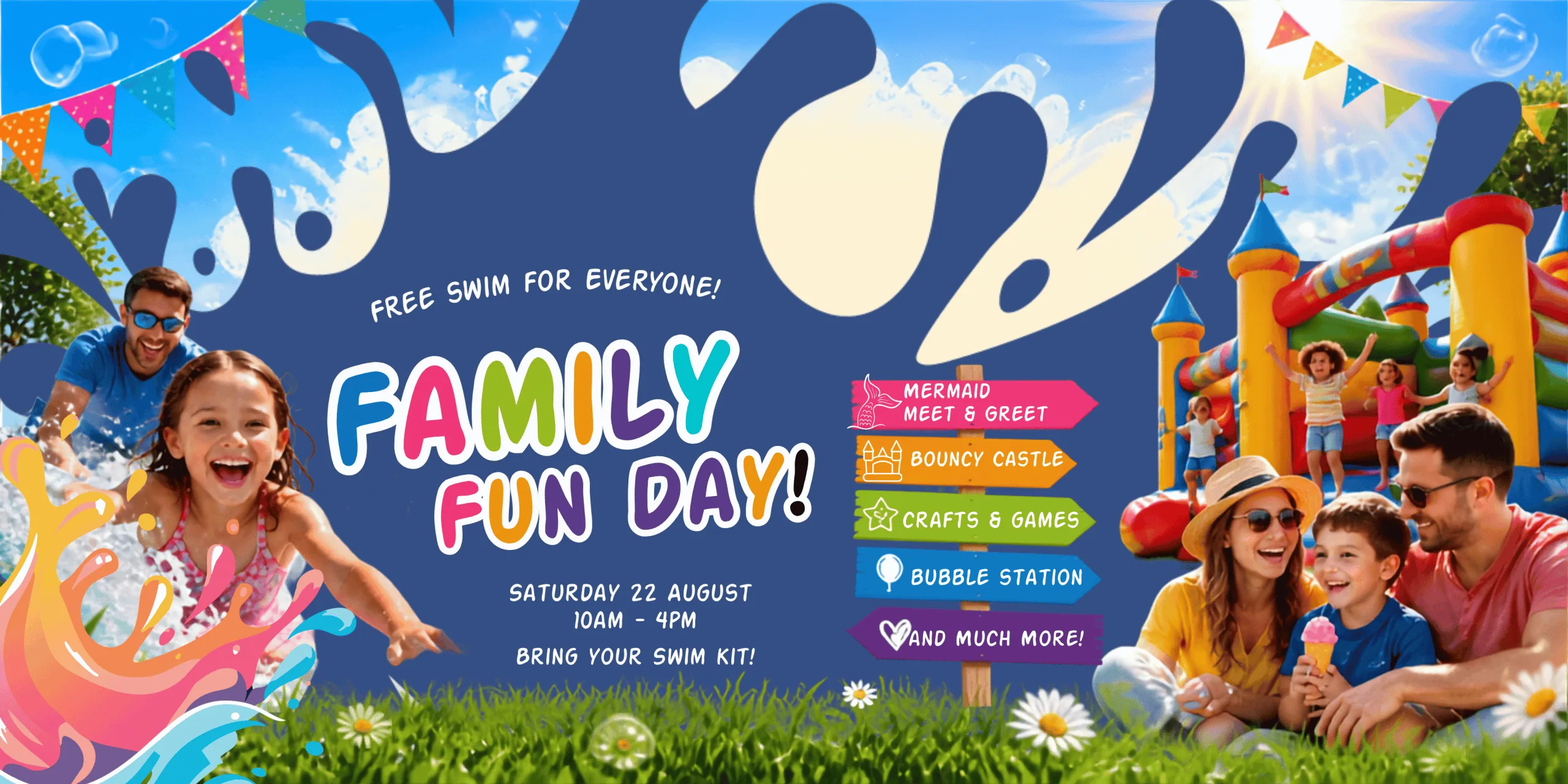 Mighty Splash Family Fun Day at Fosse Way School Pool, Radstock on Saturday 22 August from 10am to 4pm