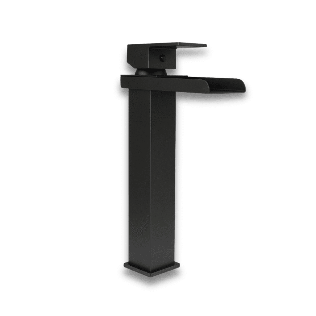 Grifería Cascada Negra Alta | Estilo Contemporáneo y Funcional