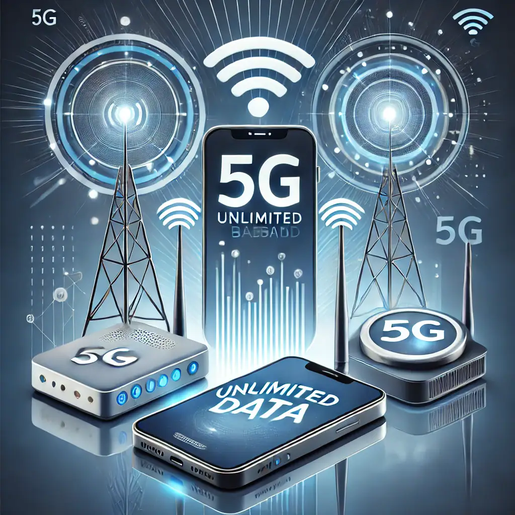 Illustration af lynhurtigt mobilt bredbånd og router