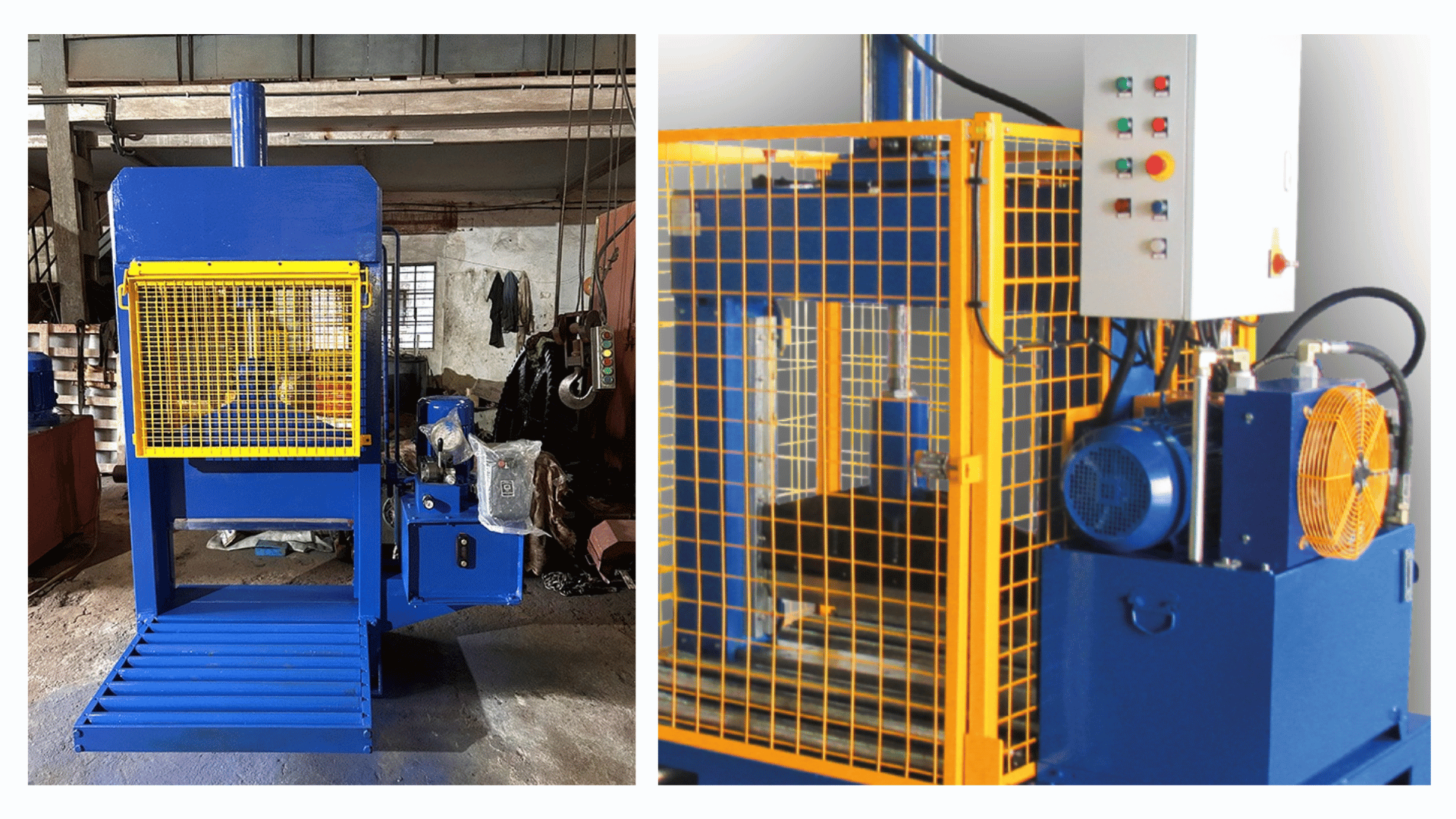 Alt Text: Modern Machine Rubber Bale Cutter - Heavy Duty Hydraulic Slicing Machine for Natural Rubber.