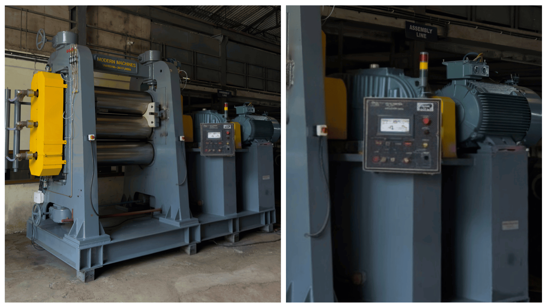 Modern Machine Calender Machine - 3-Roll Sheeting and Frictioning Equipment.