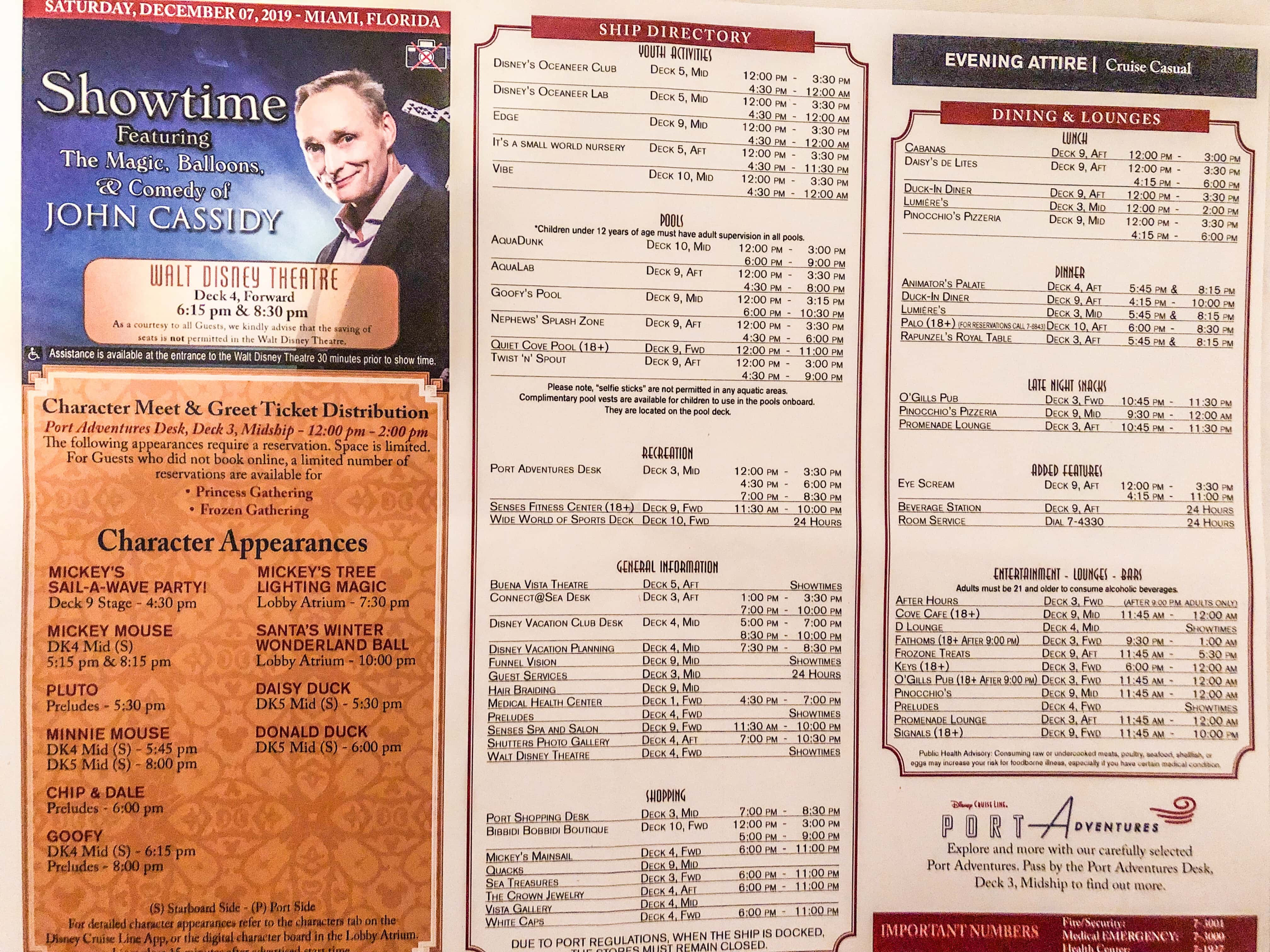 Disney Magic dining options and directory