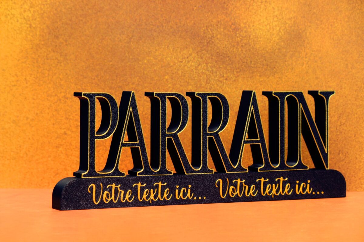 support parrain personnalisé en impression 3D avec prénoms