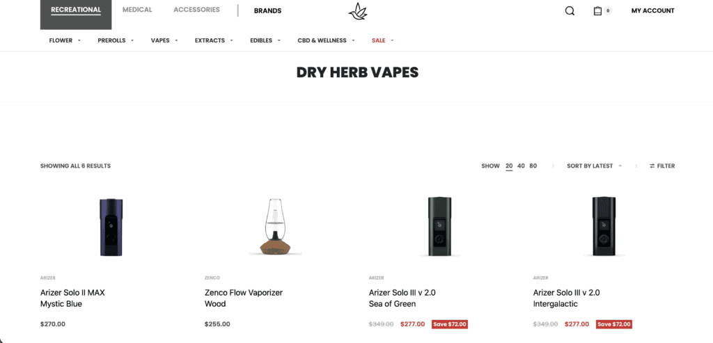 selection of dry herb vaporizers in toronto by montrose cannabis