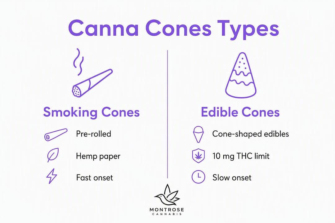 Infographic comparing smoking and edible canna cones