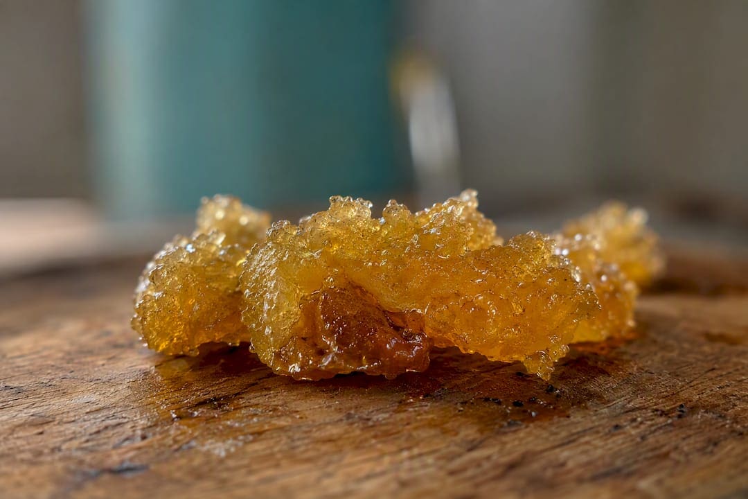 Close-up of textured live resin cannabis concentrate