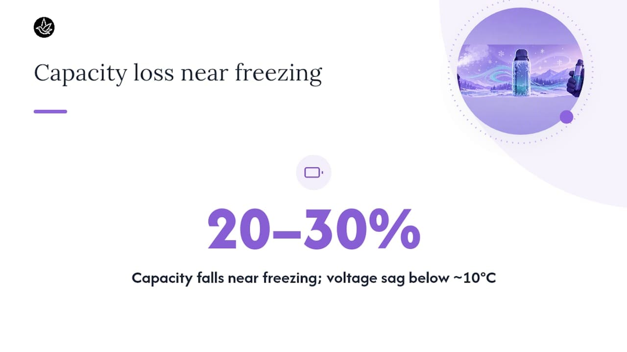 Battery capacity loss versus temperature diagram