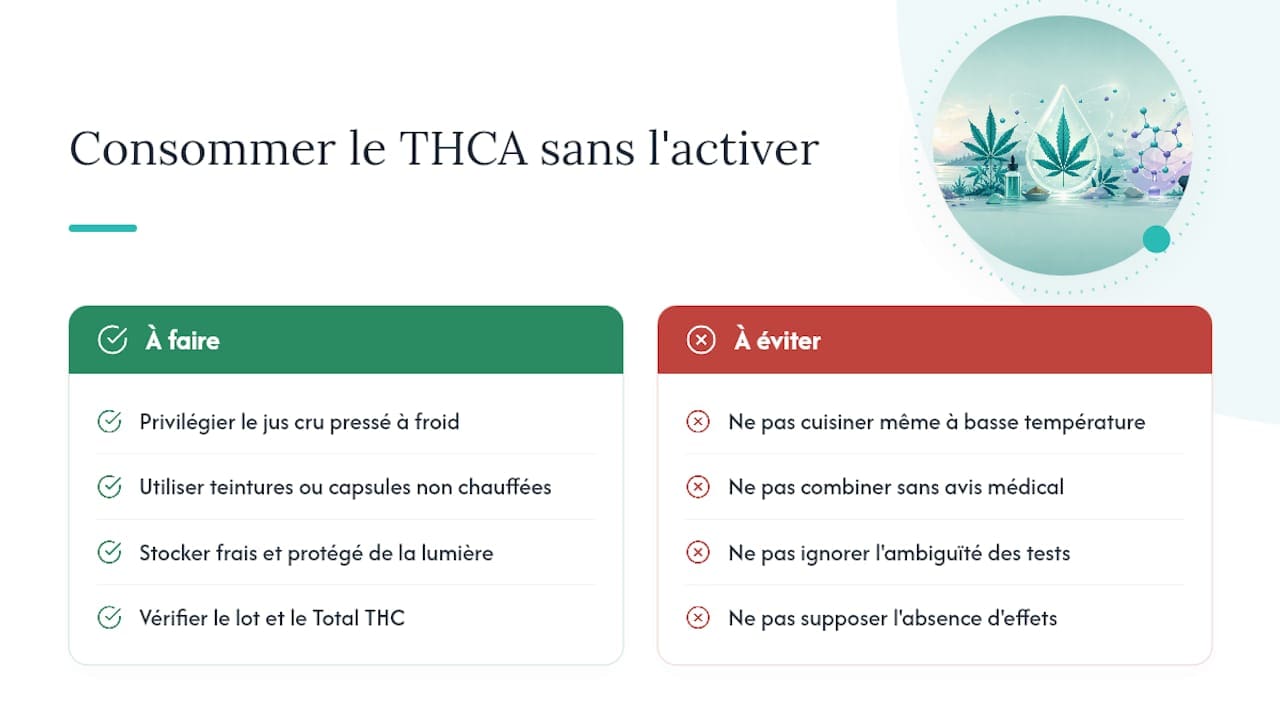 Comment consommer du THCA sans déclencher son activation — overview diagram