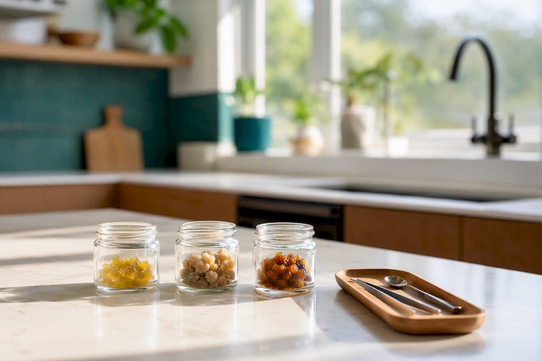 Glass jars with cannabis terpene samples