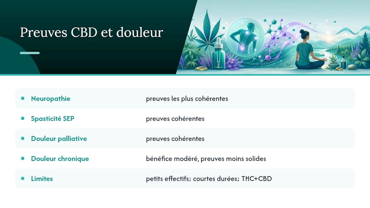 Que montrent réellement les études sur le CBD et la douleur ? — overview diagram