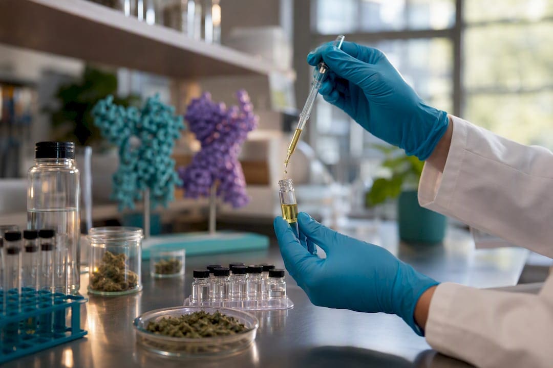 Pipetting terpene liquid near receptor model