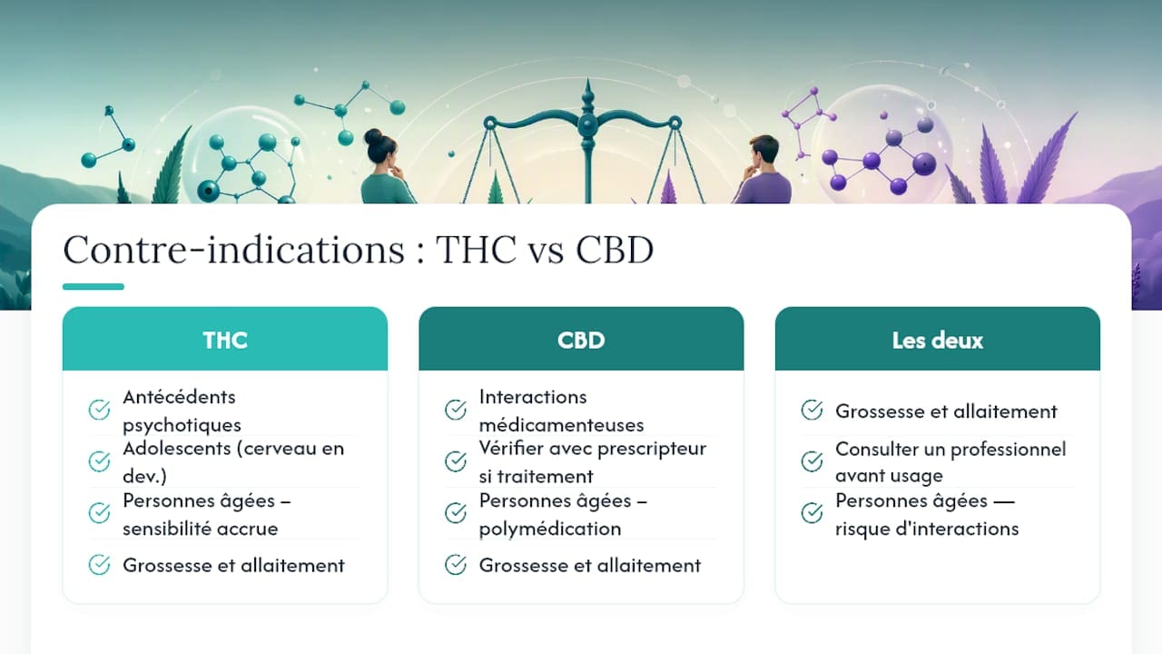Sécurité d'emploi : qui devrait éviter le THC, le CBD, ou les deux ? — overview diagram