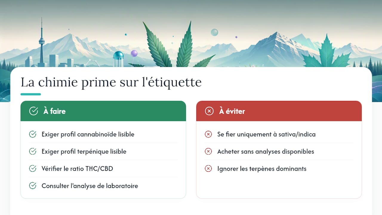 Pourquoi la chimie compte plus que l'étiquette sativa ou indica — overview diagram