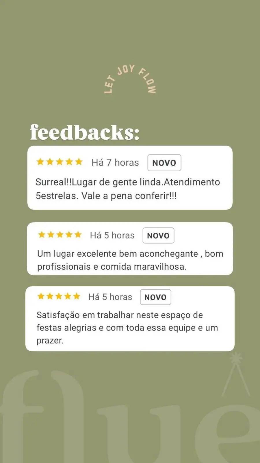 Avaliação positiva sobre festa realizada na Flue Casa de Eventos em Belo Horizonte.