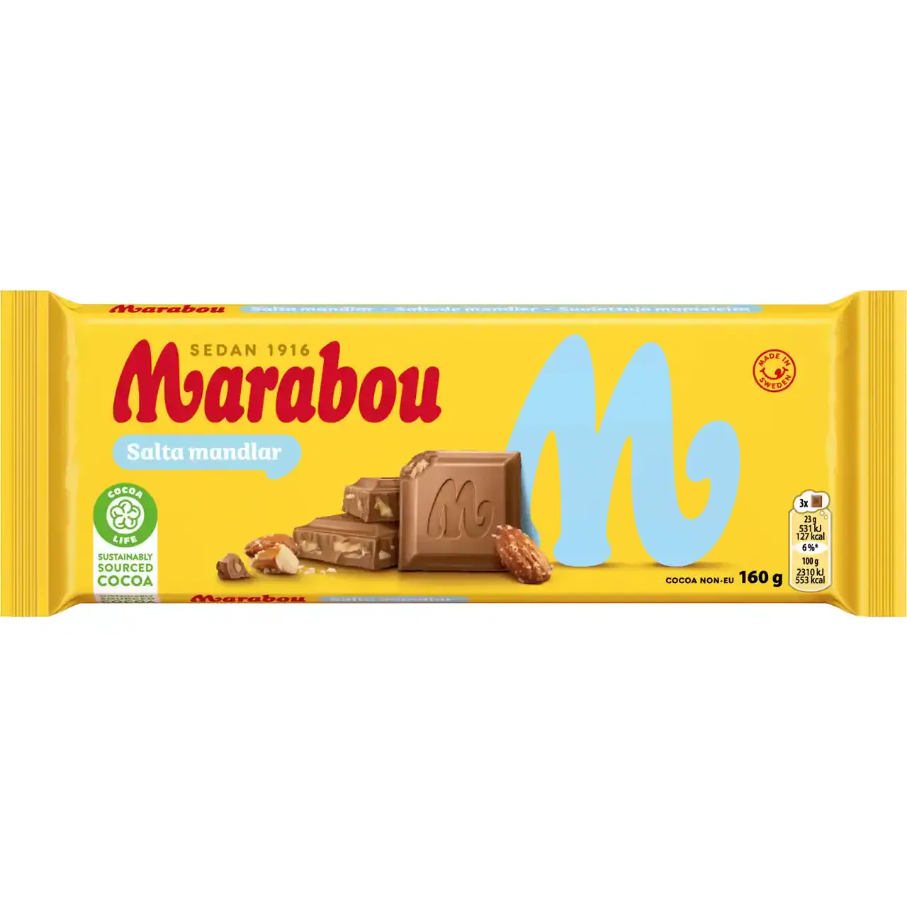 schwedische Lebensmittel online kaufen Marabou Schokolade Vollmilchschokolade salta mandlar gesalzene mandeln