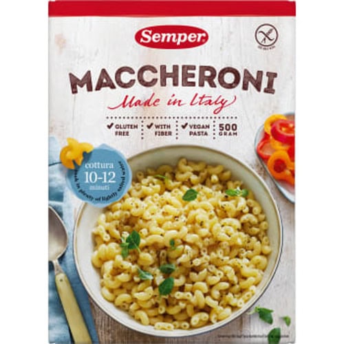 Semper "Maccheroni" glutenfrei 500g 3 schwedische Lebensmittel online Semper glutenfrei nudeln maccheroni Makkaroni pasta