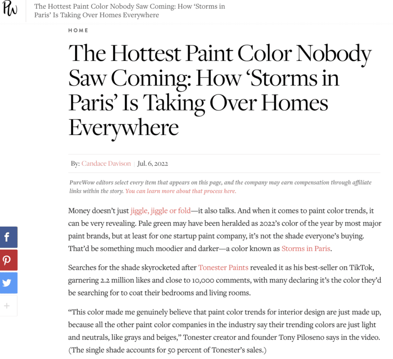 News Pure Wow Color trends News Trending Color Paint Regrets Home Decor Inspo MyFixitUpLife MyFixitUpLife trending paint color storms in Paris