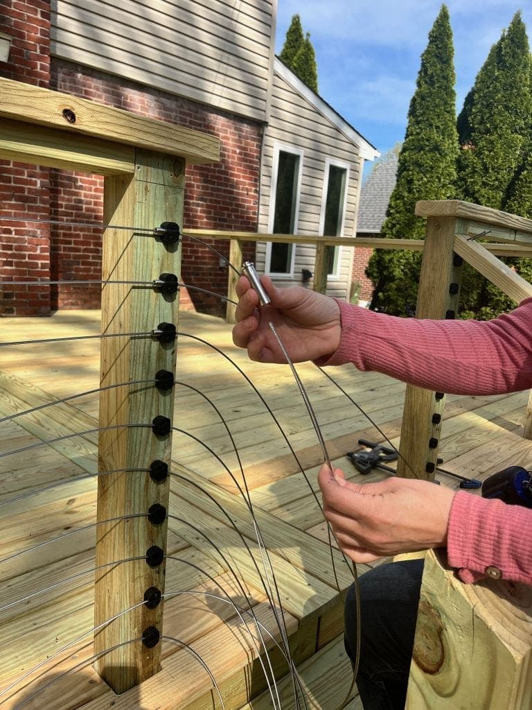 DIY Cable Railling installing MyFixitUpLife DIY Cable Railing for Decks What You Need to Know MyFixitUpLife MyFixitUpLife