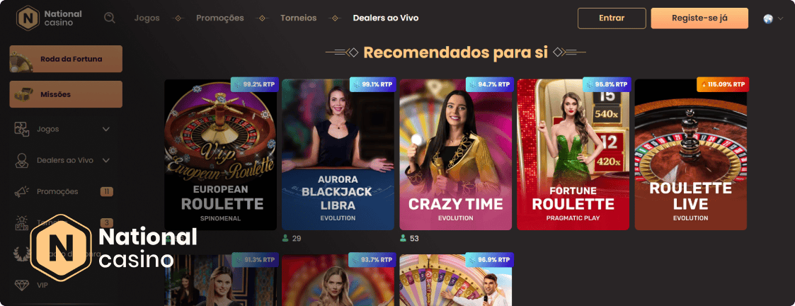 National Casino Dealers ao Vivo