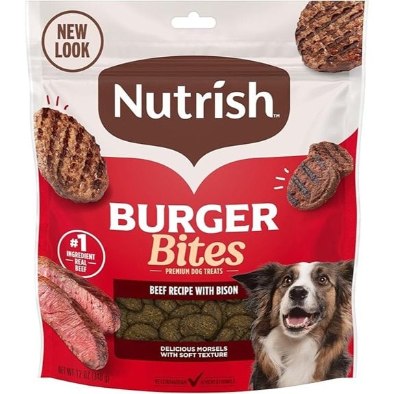 Nutrish Burger Bites Beef & Bison Dog Treats 12oz