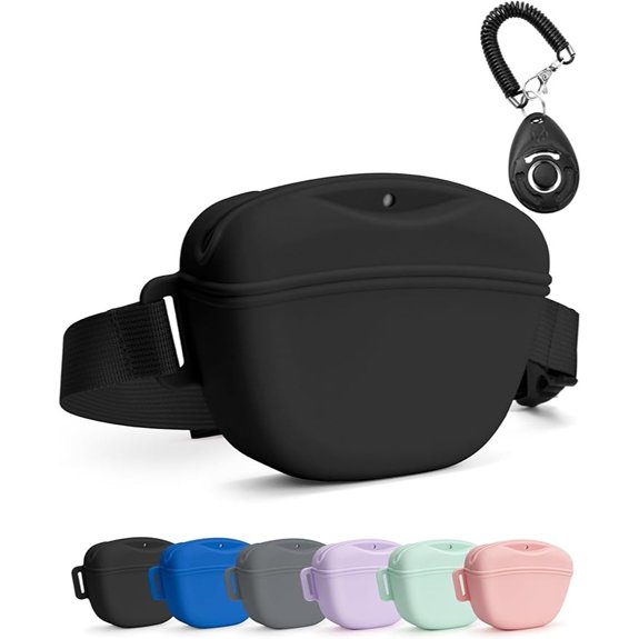 heouvo Dog Treat Pouch with Training Clicker (Black)
