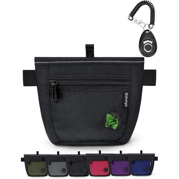 Gobeigo Dog Treat Pouch with Training Clicker (Black)