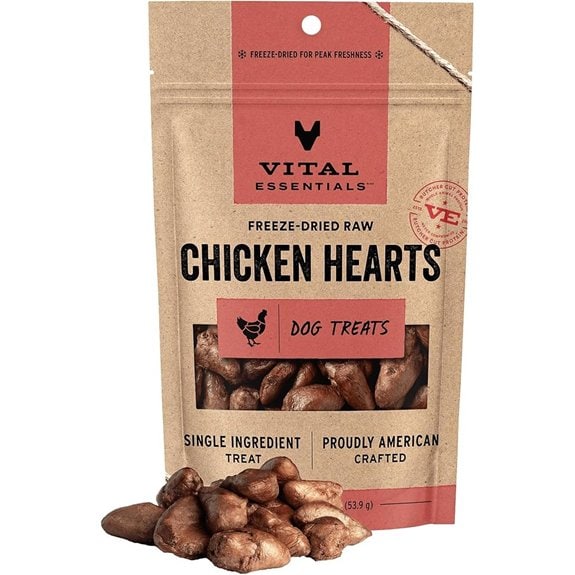 Vital Essentials Freeze Dried Chicken Hearts Dog Treats (1.9oz)