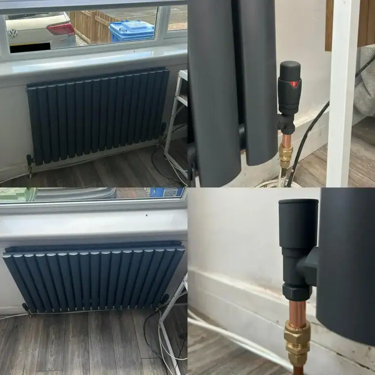 Modern anthracite designer radiator installed by NB Gas and Plumbing in Glasgow & Bathgate West Lothian